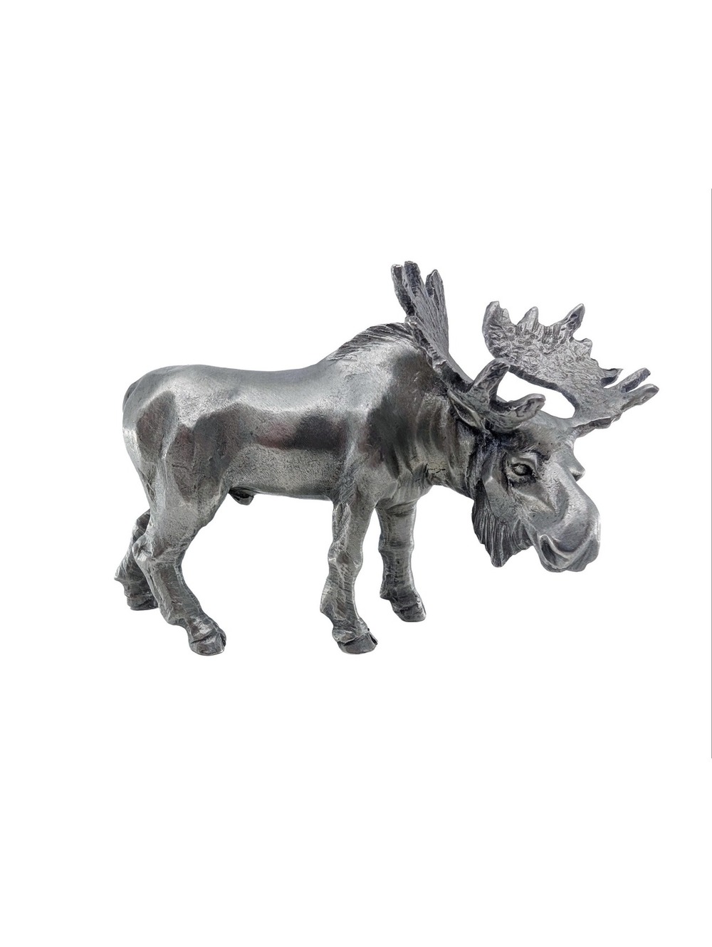 Vintage Rawcliffe Pewter Moose Figurine Miniature Wildlife Cabin Decor